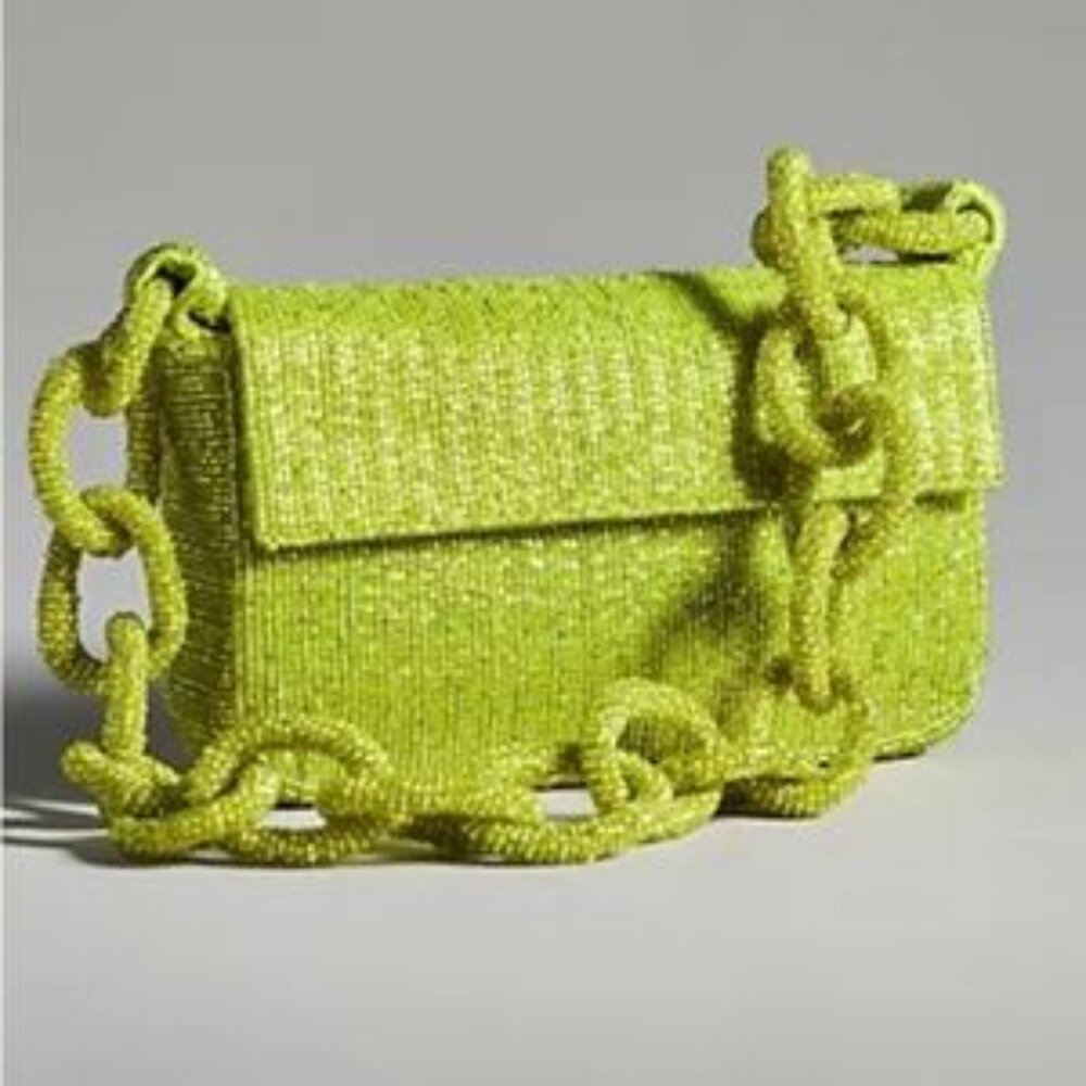 Bright Green Textured Clutch Bag